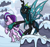 Size: 1322x1246 | Tagged: safe, artist:pirill, derpy hooves, queen chrysalis, starlight glimmer, changeling, changeling queen, pony, unicorn, g4, my little pony: friendship is magic, season 9, the ending of the end, abuse, armor, atg 2020, bitch slap, chrysalis sure does hate starlight, cloud, cutie mark, duo, duo female, enemies, falling, female, fight, fluffy, glimmerbuse, ground, hitting, horn, lev punch edit, meme, mountain, newbie artist training grounds, parody, punch, rock, scene parody, signature, sky, smug, snow, starlight vs chrysalis, sunglasses, the last of us, the last of us part ii, ultimate chrysalis, violence, when you see it, wings