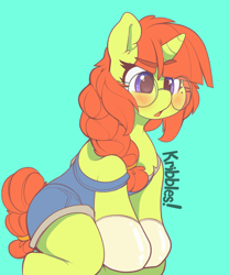 Size: 1774x2129 | Tagged: source needed, safe, artist:kribbles, oc, oc only, pony, unicorn, blushing, clothes, glasses, solo