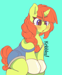 Size: 1774x2129 | Tagged: source needed, safe, artist:kribbles, oc, oc only, pony, unicorn, blushing, clothes, solo