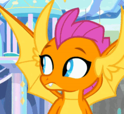 Size: 778x720 | Tagged: safe, screencap, smolder, dragon, g4, uprooted, animated, cropped, cute, dragoness, female, gif, hand on shoulder, looking at you, smolderbetes, solo, talking, talking to viewer, teenaged dragon, treehouse of harmony, will you go to the dance with me?, wings