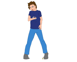 Size: 2442x1962 | Tagged: safe, artist:settop, part of a set, oc, oc only, human, brown hair, clothes, denim, glasses, human to dragon, jeans, male, male to female, mid-transformation, pants, rule 63, shirt, simple background, socks, solo, torn clothes, torn socks, transformation, transgender transformation, white background