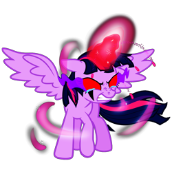 Size: 3464x3464 | Tagged: safe, artist:darkvader2016, twilight sparkle, alicorn, pony, fanfic:injustice: the red hand, fanfic:the tournament of darkness, g4, color change, corrupted, corrupted twilight sparkle, crying, dark magic, darkened hair, evil twilight, female, glowing eyes, glowing horn, high res, horn, magic, possessed, psychotic, red eyes, simple background, solo, sombra eyes, teary eyes, transparent background, twilight sparkle (alicorn)