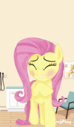Size: 278x479 | Tagged: safe, artist:brightenight-heart, fluttershy, pegasus, pony, g4, animated, blushing, cardiophilia, female, fetish, gif, heart, heart pounding, heartbeat, office