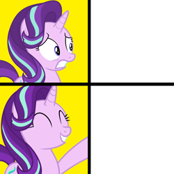 Size: 1300x1300 | Tagged: artist needed, safe, starlight glimmer, pony, unicorn, g4, ^^, drake, eyes closed, female, hotline bling, mare, meme, ponified meme, simple background, smiling, template, transparent background