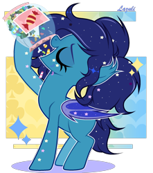 Size: 1544x1750 | Tagged: safe, artist:mint-light, oc, oc only, oc:eclipsia, bat pony, pony, bat pony oc, bat wings, candy, cute, ear fluff, eating, ethereal mane, eyes closed, food, jar, moon, pigtails, ponytail, simple background, solo, starry mane, stars, transparent background, wings