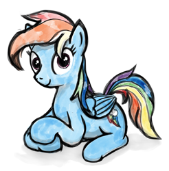 Size: 610x620 | Tagged: safe, artist:eels, rainbow dash, pony, g4, crossed legs, female, looking at you, mare, sketch, solo