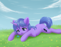Size: 1500x1167 | Tagged: safe, artist:nika-rain, oc, oc only, pony, unicorn, commission, cute, field, flower, male, solo, summer, ych result