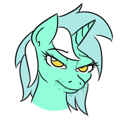 Size: 465x469 | Tagged: safe, artist:jargon scott, lyra heartstrings, pony, unicorn, g4, bedroom eyes, female, hoers, mare, meme, selective realism, simple background, solo, whiskers, white background