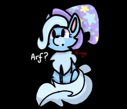 Size: 370x320 | Tagged: safe, artist:terracorr, trixie, dog, g4, black background, female, simple background, solo, species swap
