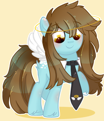 Size: 2020x2343 | Tagged: safe, artist:2pandita, oc, oc only, earth pony, pony, angelic wings, female, halo, high res, mare, necktie, solo, wings