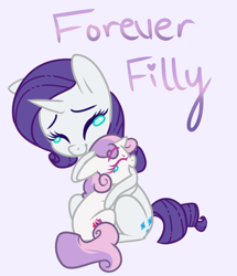 Size: 660x768 | Tagged: safe, artist:esmeia, rarity, sweetie belle, pony, unicorn, forever filly, g4, belle sisters, crying, cutie mark, duo, eyes closed, female, filly, hug, mare, siblings, simple background, sisters, smiling, story included, the cmc's cutie marks, white background