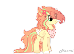 Size: 3575x2601 | Tagged: safe, artist:mint-light, oc, oc only, pegasus, pony, eye clipping through hair, eyelashes, flower, flower in hair, high res, neckerchief, pegasus oc, signature, simple background, smiling, solo, transparent background, wings