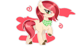 Size: 3672x2277 | Tagged: safe, artist:mint-light, oc, oc only, earth pony, pony, blushing, clothes, colored hooves, earth pony oc, high res, raised hoof, scarf, signature, simple background, solo, transparent background