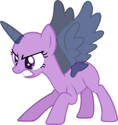 Size: 974x1032 | Tagged: safe, artist:pegasski, oc, oc only, alicorn, pony, g4, the cutie re-mark, alicorn oc, angry, bald, base, eyelashes, eyes closed, female, gritted teeth, horn, mare, simple background, solo, transparent background, wings