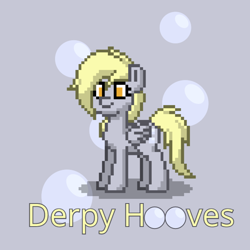 Size: 640x640 | Tagged: safe, artist:bandwidth, derpy hooves, pegasus, pony, pony town, g4, bubble, cutie mark, female, looking at you, mare, name tag, pixel art, simple background, underp