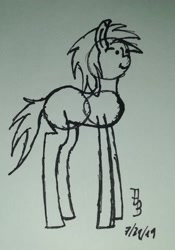 Size: 1280x1831 | Tagged: safe, artist:toli mintdrop, oc, oc only, earth pony, pony, full body, lineart, sketch, solo, traditional art