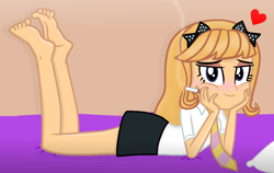 Size: 1266x802 | Tagged: safe, artist:grapefruitface1, equestria girls, g4, base used, blushing, bow, cigarette, crossdressing, crossover, equestria girls-ified, feet, heart, looking at you, male, music video reference, necktie, queen (band), roger taylor, rogerina, show accurate