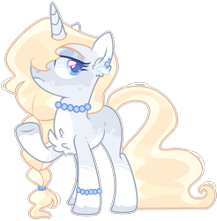 Size: 2310x2346 | Tagged: safe, artist:kurosawakuro, oc, oc only, pony, unicorn, base used, bracelet, ear piercing, earring, female, high res, jewelry, magical lesbian spawn, mare, necklace, offspring, parent:derpy hooves, parent:rarity, parents:derpity, pearl necklace, piercing, simple background, solo, transparent background