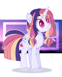 Size: 1160x1432 | Tagged: safe, artist:waterart350087, oc, oc only, oc:astral moonlight, pony, unicorn, base used, female, magical lesbian spawn, mare, offspring, parent:rainbow dash, parent:twilight sparkle, parents:twidash, simple background, solo, transparent background, white outline