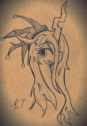 Size: 1558x2264 | Tagged: safe, artist:wirelesspony, queen chrysalis, changeling, changeling queen, g4, bust, crown, female, jewelry, monochrome, regalia, solo, traditional art