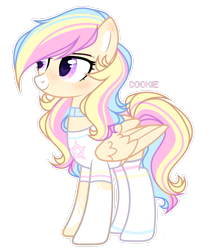 Size: 2265x2648 | Tagged: safe, artist:mint-light, oc, oc only, pegasus, pony, choker, clothes, heart eyes, high res, multicolored hair, pegasus oc, rainbow hair, simple background, socks, solo, transparent background, wingding eyes, wings