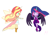 Size: 1080x810 | Tagged: safe, artist:pink flame, sci-twi, sunset shimmer, twilight sparkle, equestria girls, g4, my little pony equestria girls: friendship games, artificial wings, augmented, daydream shimmer, helping, magic, magic wings, midnight sparkle, scared, scene interpretation, wings