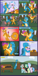 Size: 6000x12000 | Tagged: safe, artist:chedx, gallus, ocellus, sandbar, silverstream, smolder, yona, changedling, changeling, classical hippogriff, diamond dog, dragon, griffon, hippogriff, pony, yak, comic:detention with rarity, g4, absurd resolution, bipedal, bipedal leaning, blatant lies, butt, clothes, crying, eyes closed, floral head wreath, flower, funeral, leaning, playing dead, plot, shuriken, sleeping, student six