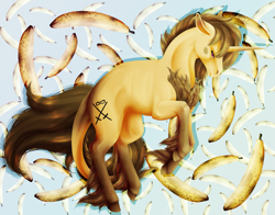 Size: 3099x2425 | Tagged: safe, artist:oneiria-fylakas, oc, oc only, pony, unicorn, banana, food, high res, male, solo, stallion