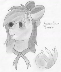 Size: 1280x1509 | Tagged: safe, artist:toli mintdrop, oc, oc only, oc:frozen snow, pegasus, pony, bow, cutie mark, pencil drawing, ribbon, solo, traditional art