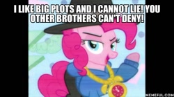 Size: 600x337 | Tagged: safe, edit, edited screencap, screencap, pinkie pie, pony, g4, testing testing 1-2-3, baby got back, caption, cropped, female, image macro, memeful.com, sir mix-a-lot, solo, song reference, text, the rappin' hist'ry of the wonderbolts