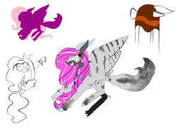 Size: 1759x1293 | Tagged: safe, artist:asianfluff, oc, oc only, oc:cotton cloud, hybrid, draconequus hybrid, interspecies offspring, offspring, parent:discord, parent:fluttershy, parents:discoshy, reference, solo