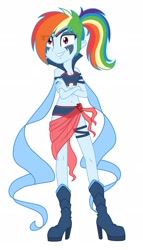 Size: 1280x2237 | Tagged: safe, artist:machakar52, rainbow dash, human, equestria girls, g4, alternate hairstyle, boots, clothes, crossed arms, crossover, disenchantix, female, hairstyle, high heel boots, high heels, ponytail, rainbow s.r.l, shoes, simple background, solo, white background, winx, winx club, winxified