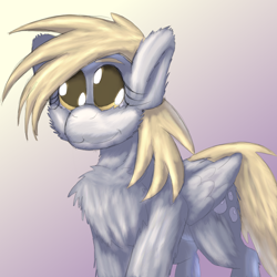 Size: 1584x1584 | Tagged: safe, artist:firefanatic, derpy hooves, pegasus, pony, g4, :3, big ears, chest fluff, cute, derpabetes, fluffy, smiling