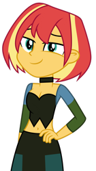 Size: 1024x1817 | Tagged: safe, artist:emeraldblast63, sunset shimmer, equestria girls, g4, belly button, breasts, cleavage, clothes, clothes swap, cosplay, costume, crossover, female, gwen (total drama), hand on hip, long sleeves, midriff, simple background, solo, total drama, total drama island, transparent background, vector
