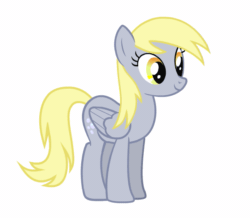Size: 649x565 | Tagged: safe, alternate version, artist:sunbusting, derpy hooves, pegasus, pony, g4, animated, cute, derpabetes, derpy being derpy, female, flapping, flapping wings, headbob, idle animation, loop, mare, show accurate, simple background, solo, spread wings, underp, white background, wings