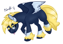 Size: 2021x1423 | Tagged: safe, artist:ddm-adopts, oc, oc only, oc:midnight, pegasus, pony, female, mare, one eye closed, pegasus oc, simple background, solo, tongue out, transparent background, wings, wink
