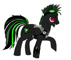 Size: 640x544 | Tagged: safe, artist:rikastormfeldthefox, oc, oc only, pegasus, pony, fallout equestria, goggles, male, pegasus oc, raised hoof, red eyes, smiling, solo, stallion, wings