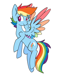 Size: 2000x2500 | Tagged: safe, artist:katyusha, rainbow dash, pegasus, pony, g4, colored wings, cute, female, high res, multicolored wings, rainbow wings, simple background, solo, white background, wings