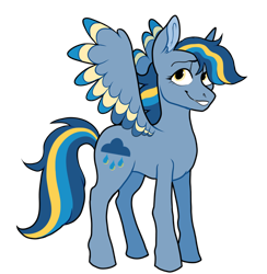 Size: 1200x1228 | Tagged: safe, artist:malphym, oc, oc only, oc:stormy weather, pegasus, pony, colored wings, colored wingtips, female, mare, offspring, parent:soarin', parent:surprise, parents:soarprise, simple background, solo, transparent background