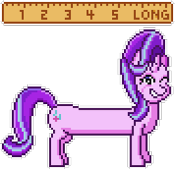 Size: 445x430 | Tagged: safe, artist:8-bitbrony, starlight glimmer, pony, unicorn, g4, female, long glimmer, long pony, newbie artist training grounds, one eye closed, pixel art, ruler, simple background, solo, transparent background