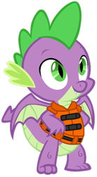 Size: 516x937 | Tagged: safe, artist:徐詩珮, edit, vector edit, spike, dragon, series:sprglitemplight diary, series:sprglitemplight life jacket days, series:springshadowdrops diary, series:springshadowdrops life jacket days, g4, the point of no return, alternate universe, lifejacket, male, simple background, solo, transparent background, vector, winged spike, wings