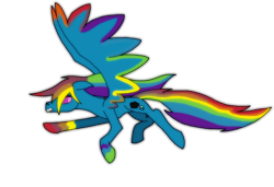 Size: 1888x1292 | Tagged: safe, artist:voltaradragoness, rainbow dash, pegasus, pony, g4, colored hooves, colored wings, colored wingtips, darkened coat, darkened hair, eyeshadow, female, glowing hair, glowing mane, glowing tail, makeup, multicolored hooves, multicolored wings, nightmare rainbow dash, nightmarified, rainbow hooves, rainbow wings, simple background, solo, spectral night, transparent background, wavy hair, wavy mane, wavy tail, wings