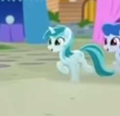Size: 234x227 | Tagged: safe, screencap, aqua dot, pony, unicorn, g4, my little pony: rainbow roadtrip, background pony, cropped, dancing, dot cutie mark, female, offscreen character, op i can't see shit