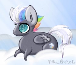Size: 1280x1088 | Tagged: safe, artist:victorgzhel, oc, oc only, pegasus, pony, chubbie, cloud, female, mare, solo
