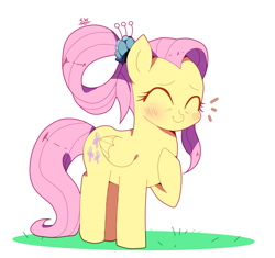 Size: 1700x1600 | Tagged: safe, artist:stuwor-art, fluttershy, pegasus, pony, g4, the last problem, blushing, cute, cutie mark, eyes closed, female, mare, older, older fluttershy, shyabetes, smiling, solo