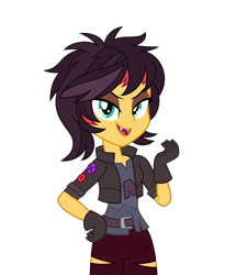 Size: 6008x7000 | Tagged: safe, artist:emeraldblast63, sunset shimmer, vampire, costume conundrum, costume conundrum: sunset shimmer, equestria girls, g4, my little pony equestria girls: better together, absurd resolution, clothes, costume, female, hand on hip, looking at you, simple background, smiling, solo, transparent background, vampire shimmer, vector