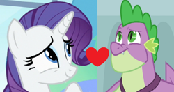 Size: 846x448 | Tagged: safe, edit, edited screencap, screencap, rarity, spike, g4, the last problem, cropped, female, gigachad spike, male, older, older spike, ship:sparity, shipping, shipping domino, straight