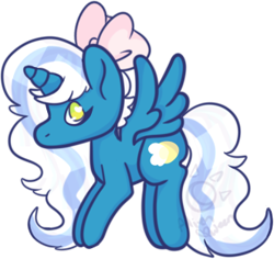 Size: 331x313 | Tagged: safe, artist:alienqween, oc, oc:fleurbelle, alicorn, adorabelle, alicorn oc, bow, chibi, cute, female, hair bow, horn, mare, simple background, transparent background, wingding eyes, wings, yellow eyes