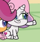 Size: 130x139 | Tagged: safe, screencap, scootaloo, sweetie belle, pegasus, pony, unicorn, disappearing act, g4.5, my little pony: pony life, animation error, cropped, cutie mark, female, filly, great moments in animation, the cmc's cutie marks, wat