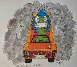 Size: 1999x1752 | Tagged: safe, artist:rapidsnap, oc, oc only, oc:rapidsnap, pony, car, racecar, racing, solo, speed, traditional art, zoom